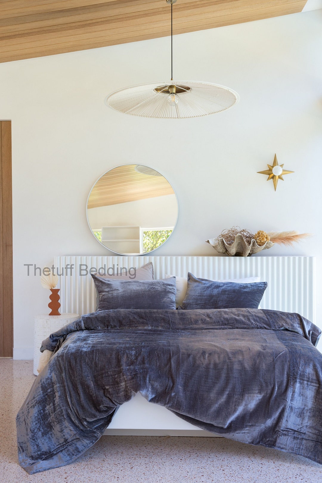 3 Pieces Set Gray Velvet Duvet Cover Boho Bedding UO Comforter Etsy