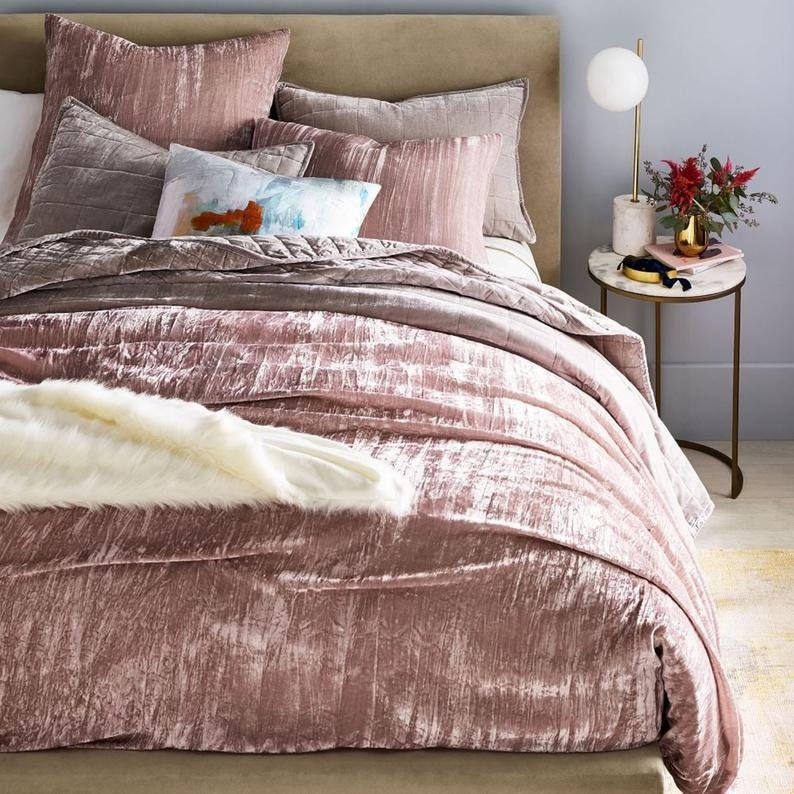 3 Pieces Set Luxury Crushed Velvet Duvet Cover Boho Bedding UO - Etsy