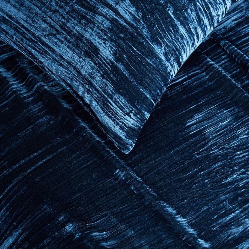 Blue Velvet Duvet Cover Ultra Luxe Crushed Velvet Bedding Etsy