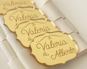 Custom Acrylic Mirror Tags For Favors, Wedding Favor Tags, Name Tags, Favor Tags