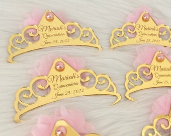 Imán de corona personalizado, recuerdo de fiesta de quinceañera, regalo para dulces 16