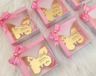 Personalized Butterfly Acrylic Magnet Favors, Quinceañera, Baby Shower