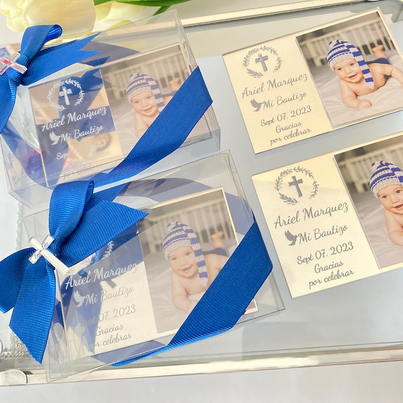 Silver Baptism Photo Magnet Favors, Baptism Favors Boy, Christening Favors, Mi Bautizo,Baptism Photo Frame