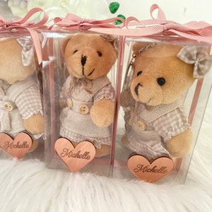 Bomboniere per baby shower Teddy Bear Girl, portachiavi Teddy Bear, regali personalizzati, bomboniere per feste di compleanno, possiamo aspettare presto