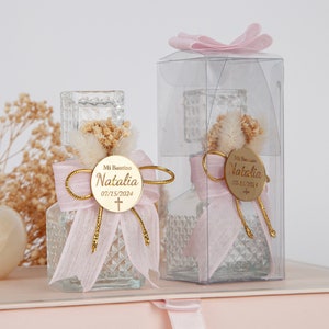 Wijwater glazen fles gunsten, religieuze geschenken, doopgunsten meisje en jongen, heilige communie gunst, Mi Bautizo, doopcadeau