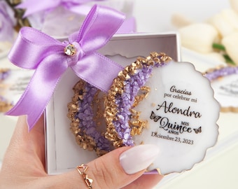 Lavender Butterfly Quinceanera Magnet Favors, Personalized Sweet 16 Gifts