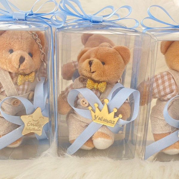 Teddy Bear Baby Shower Favors, Welcome Baby Shower Teddy Bear, Teddy Bear Key Chain, Personalized Gifts