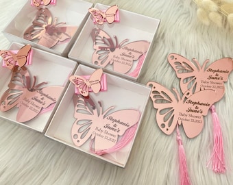Roségouden vlinderspiegelmagneten, gepersonaliseerde feestbedankjes