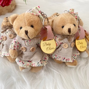 Personalized Teddy Bear Girl Keychain, Baby Shower Favor - Etsy