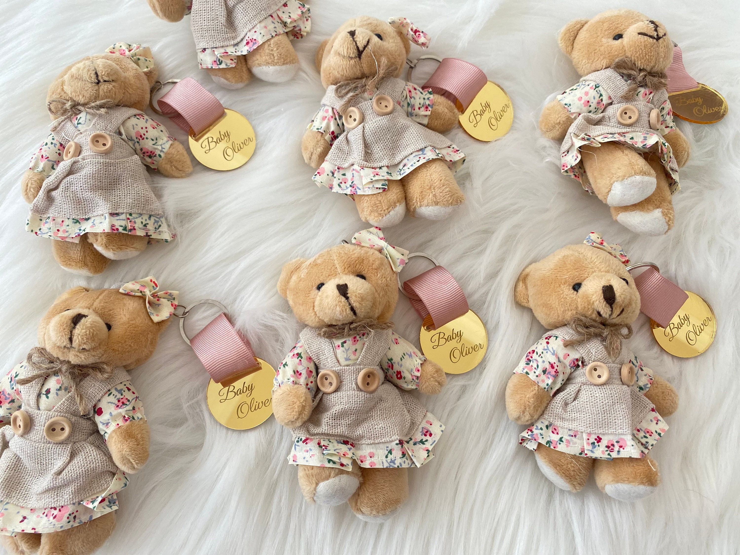 Personalized Teddy Bear Girl Keychain, Baby Shower Favor - Etsy
