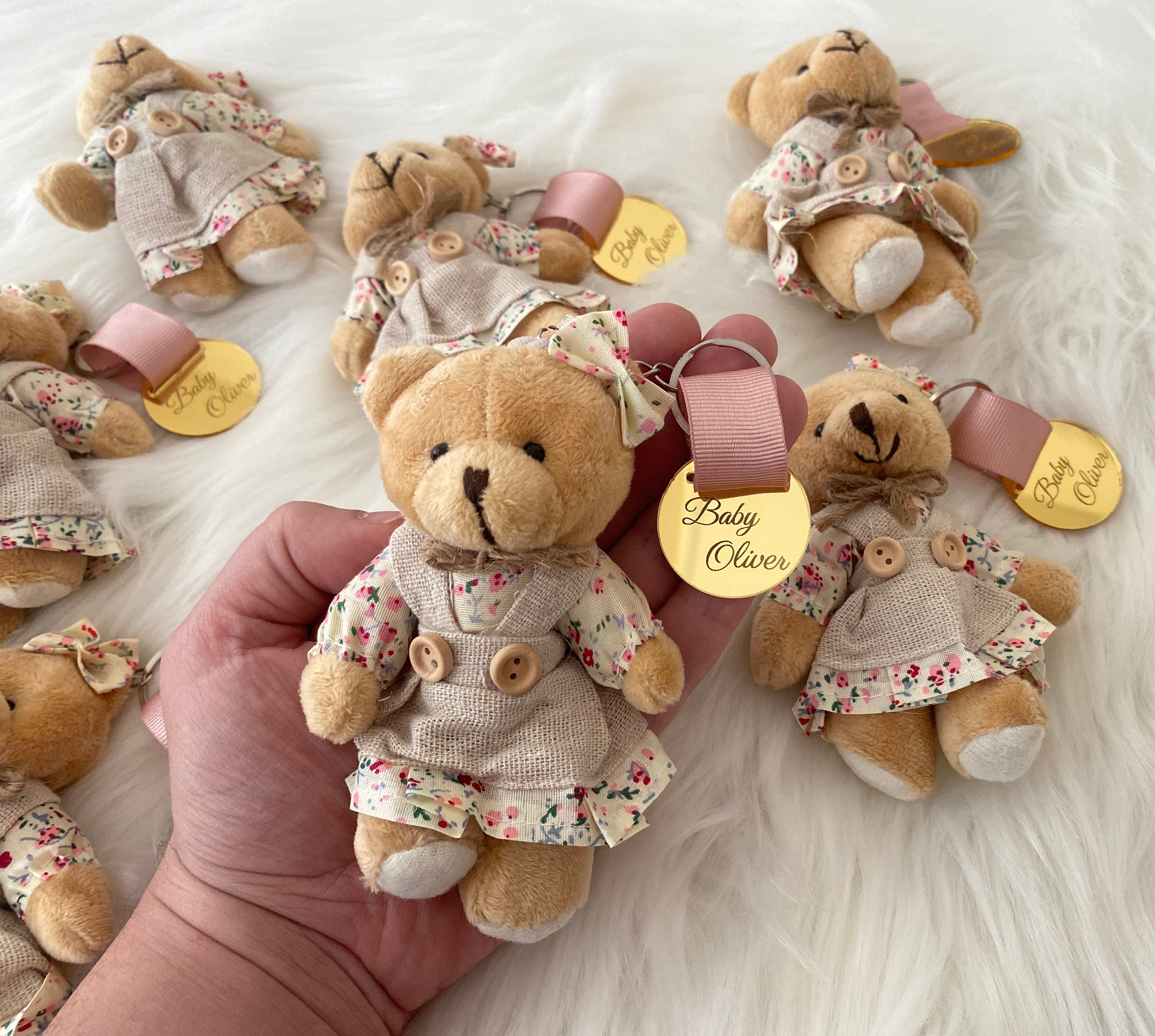 Personalized Teddy Bear Girl Keychain, Baby Shower Favor - Etsy