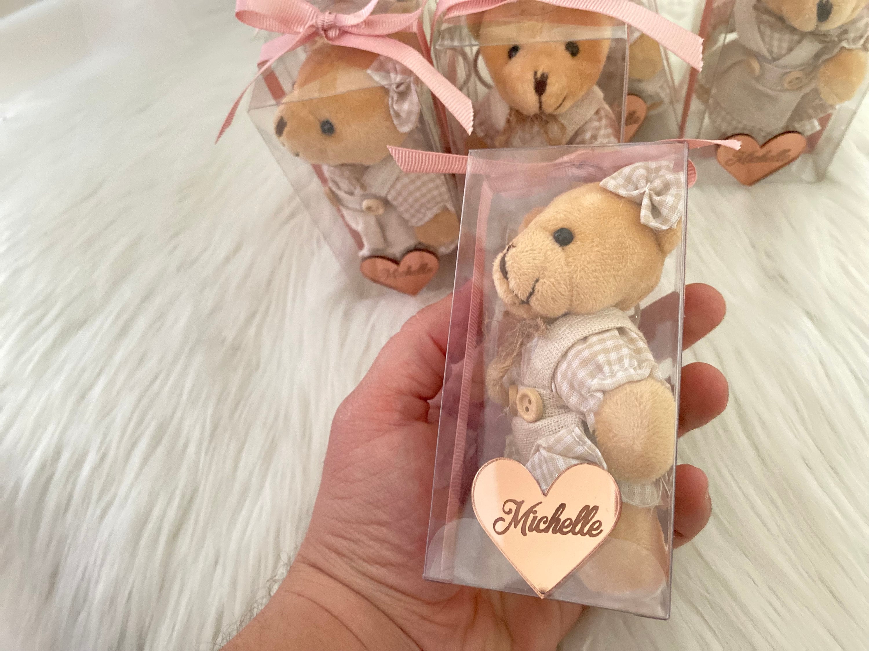 Teddy Bear Girl Baby Shower Favor, Personalized Keychain Gift - Etsy