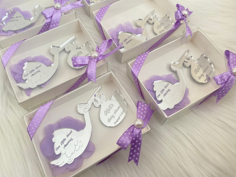 Personalized Stork Baby Shower Magnet Favors image 1