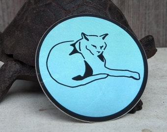 Cat sticker round blue