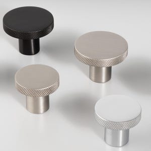Hanover Knurled Circular Cupboard Knob,  solid brass disc shape with a knurled textured edge popular cabinet range for kitchens and draws