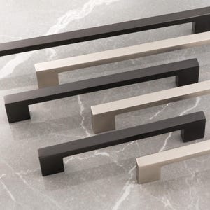 solid brass Cupboard Pull Handle is a thin rectangular cabinet pull with a sleek design. simple block handle , kitchens cabinets , draws