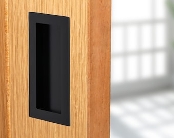 Brass Rectangular Flush Door Pulls for pocket / sliding doors now in both 100mm and 200mm, Recessed design