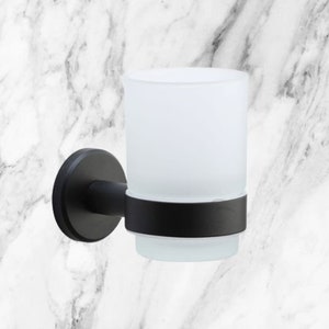 Oxford Toothbrush Holder. Wall Mounted with Frosted Glass Tumbler. Perfect accessory for your bathroom or even kitchen , round or square