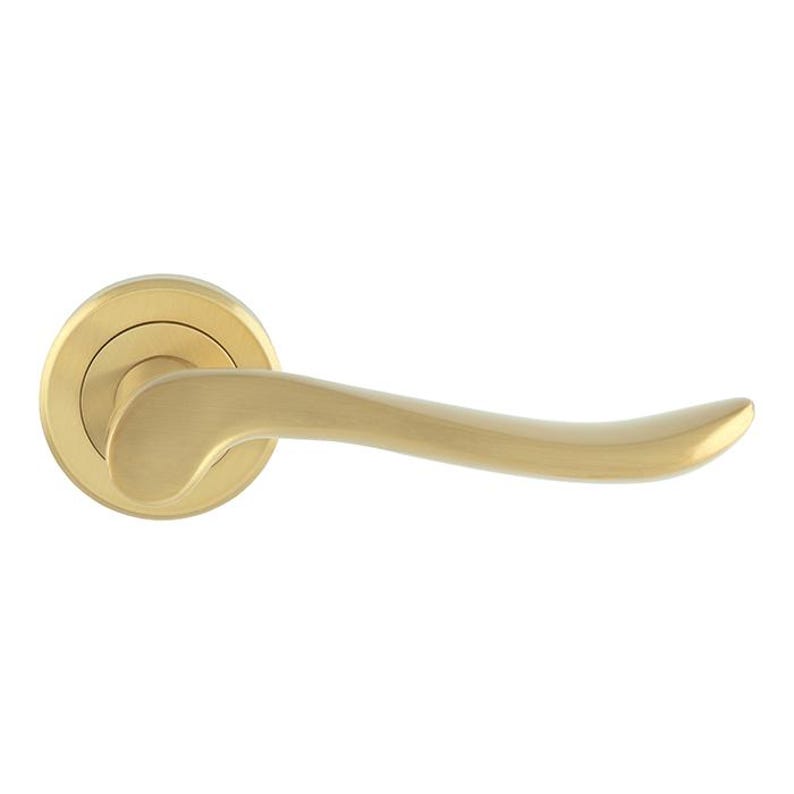Verdum Lever On Rose, A pair of door handles classic scroll lever , curved smooth and nice in the hand , on round rose image 15