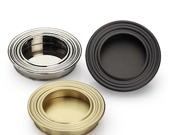 Solid Brass Reeded Flush Pull , Circular flush pull bringing elegance to your pocket or sliding doors. pretty ringed recessed flush pull