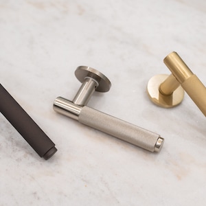 Solid Brass Beautiful textured knurled bar . The Compton Door handle