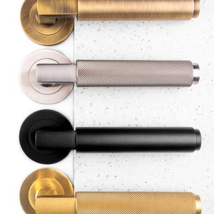 Solid Brass Knurled Door Handles: Heavy Weight, 25-Year Warranty