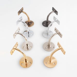 Heavy Duty Handrail Bracket forged from Solid Brass ideal for stairs and high traffic areas. in a range of hardwearing and stylish finishes