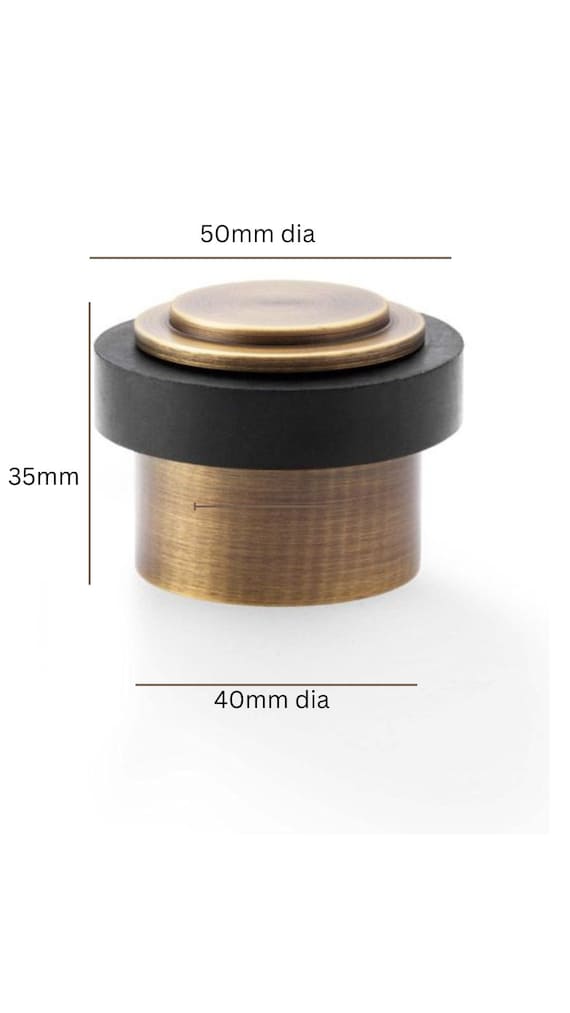 Floor Mounted Solid Brass Door Stop with Rubber Stopper. heavy weight easy to install. in a variety of finishes . concealed fixing