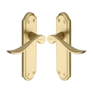 Pair of Stunning Brass Door Handles on Back Plate. English Traditional ...