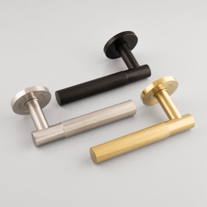 The Arrowen Reeded Stainless Steel Door Handle, stunning textured lever passage handle , can be used as dummy or privacy or passage
