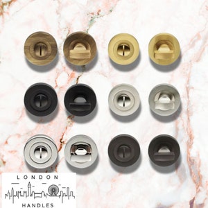 Turn and Release Bathroom lock in variety of finishes. solid brass privacy lock turn with emergency release
