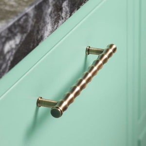 Bamboo T-bar Cupboard Pull Handle, solid brass high end , perfect for cabinets , draws , kitchens , dressers , bedroom decor , timeless