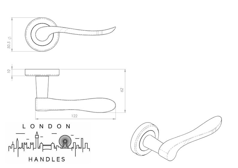 Verdum Lever On Rose, A pair of door handles classic scroll lever , curved smooth and nice in the hand , on round rose image 17
