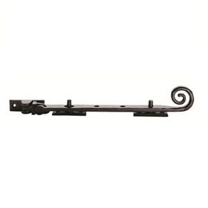 Black Antique Vintage Curly Tail Casement Stay, perfect for the windows of a rustic ,cottage home , cast iron