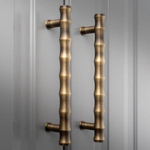 Bamboo T-bar Cupboard Pull Handle, solid brass high end , perfect for cabinets , draws , kitchens , dressers , bedroom decor , timeless