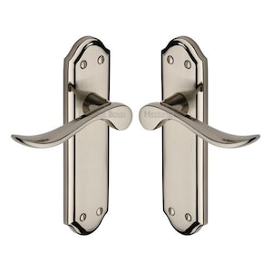 Pair of Stunning Brass Door Handles on Back Plate. English Traditional ...