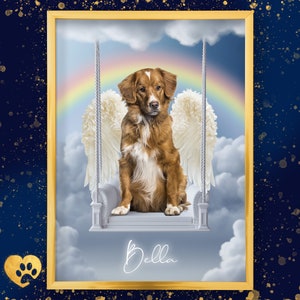 Regalo commemorativo per cani, Ponte dell'arcobaleno, Tributo al cane, Ricordo dell'animale domestico, Ritratto personalizzato dell'animale domestico da foto, Regalo di condoglianze, Cornice commemorativa dell'animale domestico, Halo, RIP