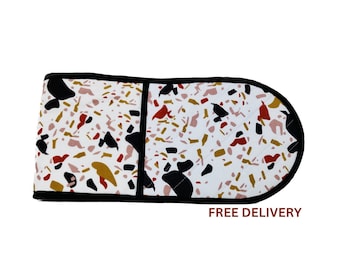 Guante doble de terrazo para horno: guantes de cocina de algodón resistentes al calor