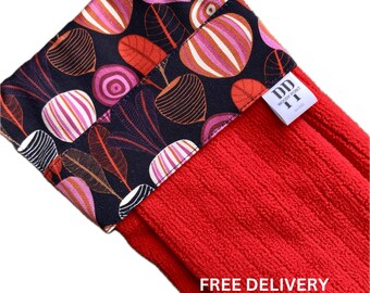 Toalla de mano colgante con estampado de remolacha: paño de microfibra o algodón rojo