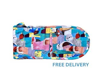 Manopla de horno doble con estampado de aves australianas, algodón acolchado, estampado Birdie Paradise