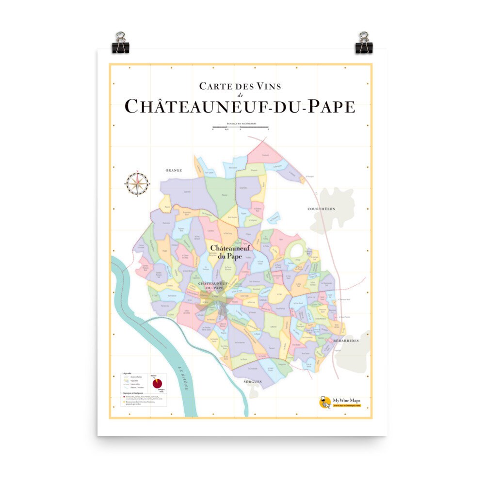Wine Map Of Chateauneuf Du Pape 18x 24 Gift Idea For Etsy Wine Map Of Chateauneuf Du Pape 18x 24 Gift Idea For Etsy