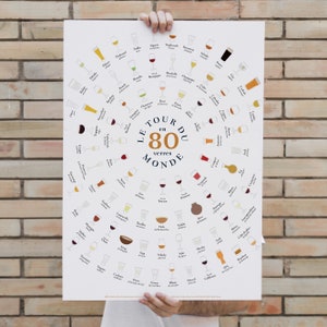 Poster „In 80 Gläsern um die Welt“ | Poster 50 x 70 cm | Dekorationsidee für Weinliebhaber