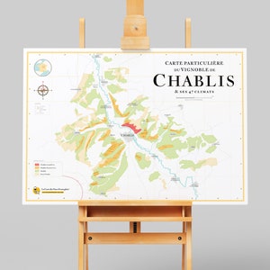 Carte des Vins de Chablis |Affiche 50 x 70 cm | Idée déco pour amateur de vin