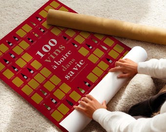 100 Weine, die Sie in Ihrem Leben trinken sollten | Kratzposter 50 x 70 cm | Geschenkidee für Weinliebhaber