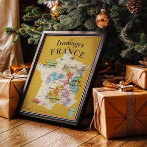 Carte des Fromages de France - Idée cadeau pour gourmands- 30x40 cm
