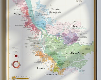 Bordeaux-Weinkarte | Deko-Idee für Weinliebhaber