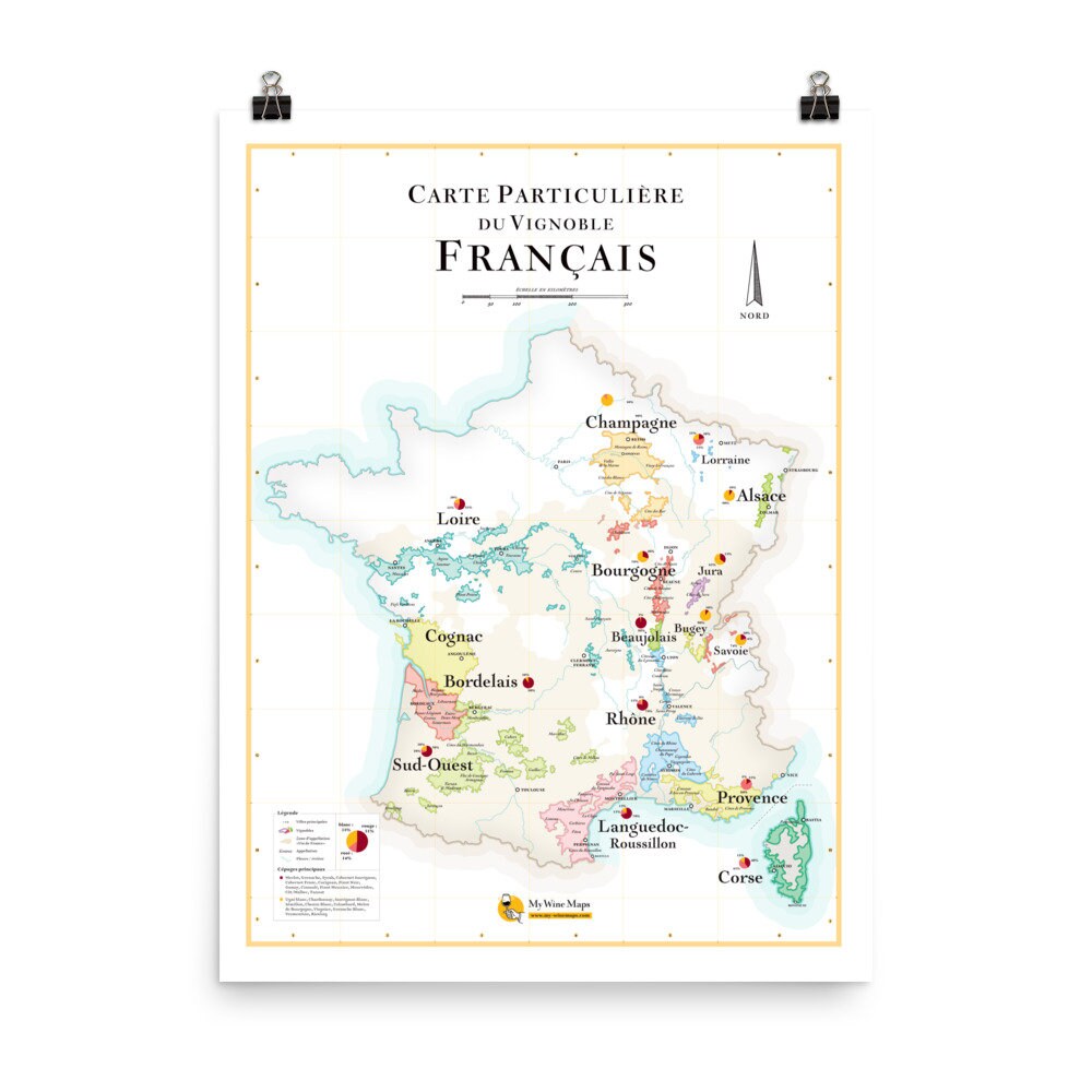 Wine Map of France | 18”x24” | Gift Idea for Wine Lovers