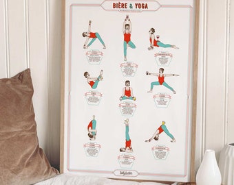Bière & Yoga | Affiche 50 x 70 cm | Idée déco pour amateur de Bière