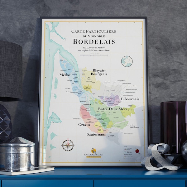 Carte des Vins de Bordeaux | Idée déco pour amateur de vin