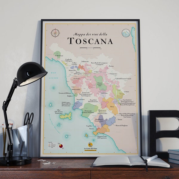 Weinkarte der Toskana | Poster 50 x 70 cm | Dekorationsidee für Weinliebhaber